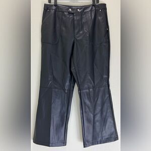 NWOT Grey Collective Faux Leather Flare Pants In Jet Black Size 12